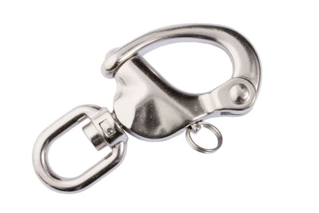 Snap shackle with swivel, AISI316