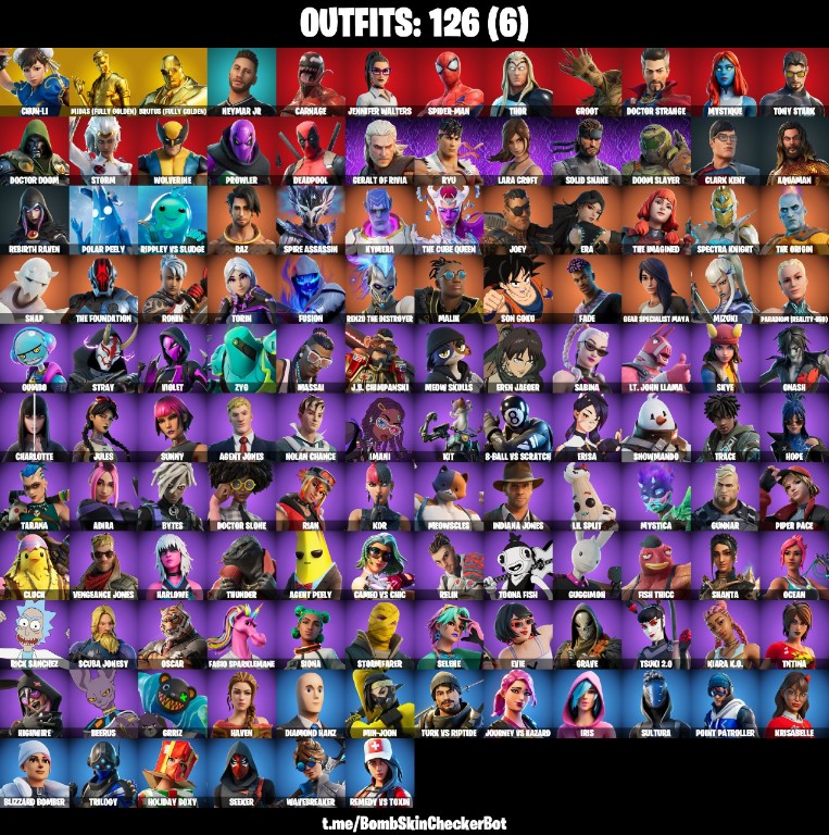 Fortnite Account ( PLAYSTATION / XBOX / PC / MOBILE / NINTENDO ) (Chun-Li, Lara Croft, Ryu) (126 Skins)