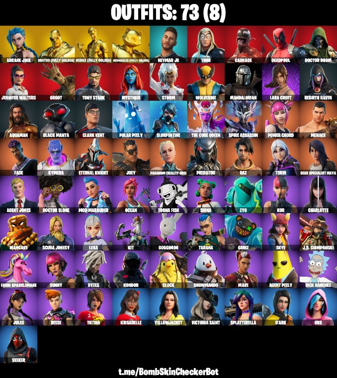 Fortnite Account ( PLAYSTATION / XBOX / PC / MOBILE / NINTENDO ) (Arcane Jinx, Lara Croft, Psn/Xbox) (73 Skins)