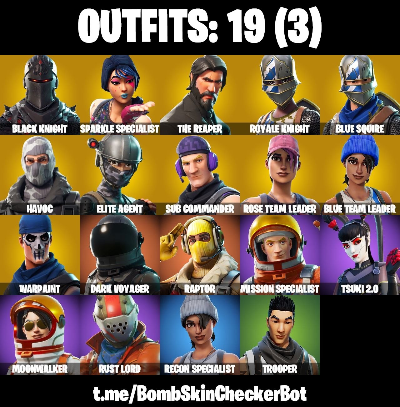 Fortnite Account ( PLAYSTATION / XBOX / PC / MOBILE / NINTENDO ) (Black Knight, The Reaper, Mako, Havoc, AC/DC, Floss, Take The L, Royale Knights, Blacks Shield, Lil BIack, Blue Knight, Psn/Xbox) (19 Skins)