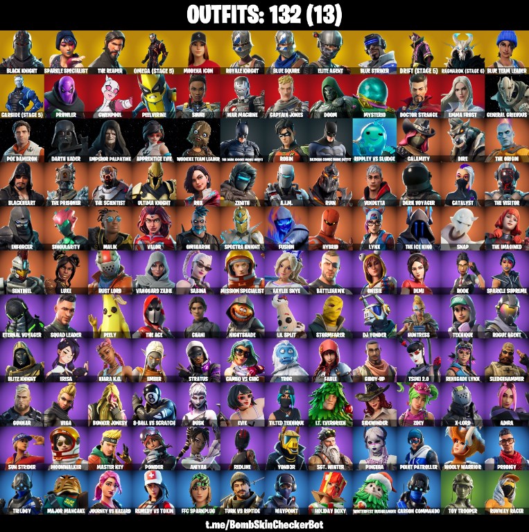 Fortnite Account ( PLAYSTATION / XBOX / PC / MOBILE / NINTENDO ) (Black Knight, The Reaper, Full Omega, Modena Icon, Royale Knights, Blacks Shield, Lil BIack, Blue Knight, Psn/Xbox) (132 Skins)