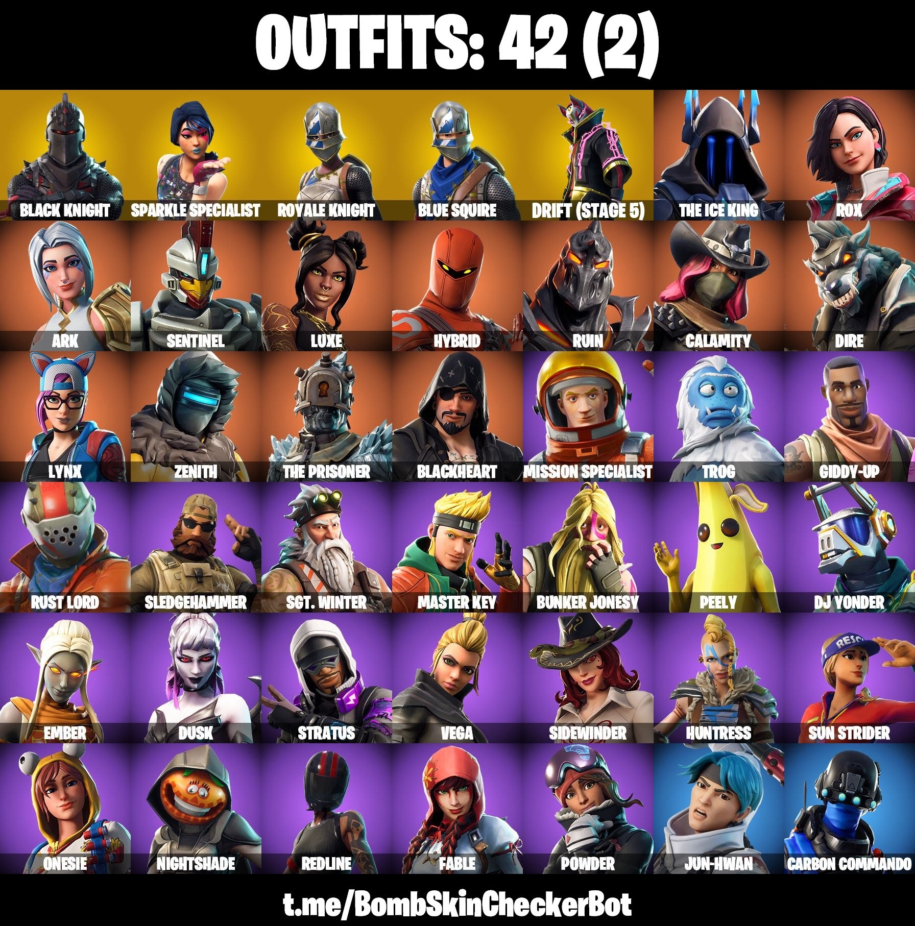 Fortnite Account ( PLAYSTATION / XBOX / PC / MOBILE / NINTENDO ) (Black Knight, Sparkle Specialist, Floss, Mako, Royale Knight, Blacks Shield, Blue Knights, Lil BIack) (42 Skins)