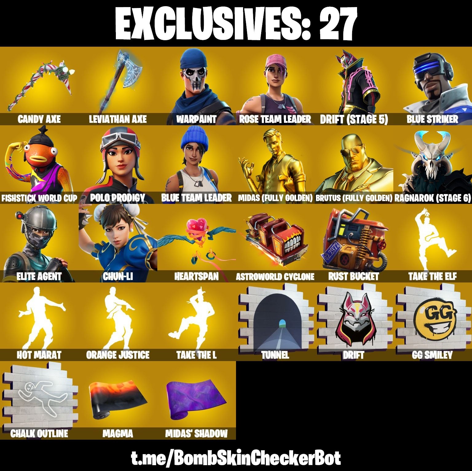 Fortnite Account ( PLAYSTATION / XBOX / PC / MOBILE / NINTENDO ) (Polo Prodigy, Leviathan Axe, Elite Agent, Take The L, Chun-Li, IO Elite Spec, FNCS EIite) (203 Skins)