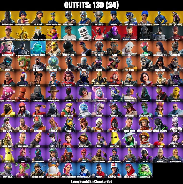 Fortnite Account ( PLAYSTATION / XBOX / PC / MOBILE / NINTENDO ) (Black Knight, Catwoman, The Reaper, OG STW, Floss, Take The L, Royale Knights, Blacks Shield, Lil BIack, Blue Knight) (130 Skins)