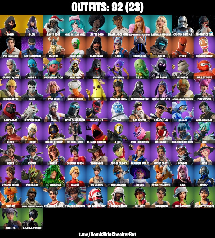 Fortnite Account ( PLAYSTATION / XBOX / PC / MOBILE / NINTENDO ) (Ikonik, Glow, Candy Axe, The Axe Of Champions 2.0) (92 Skins)