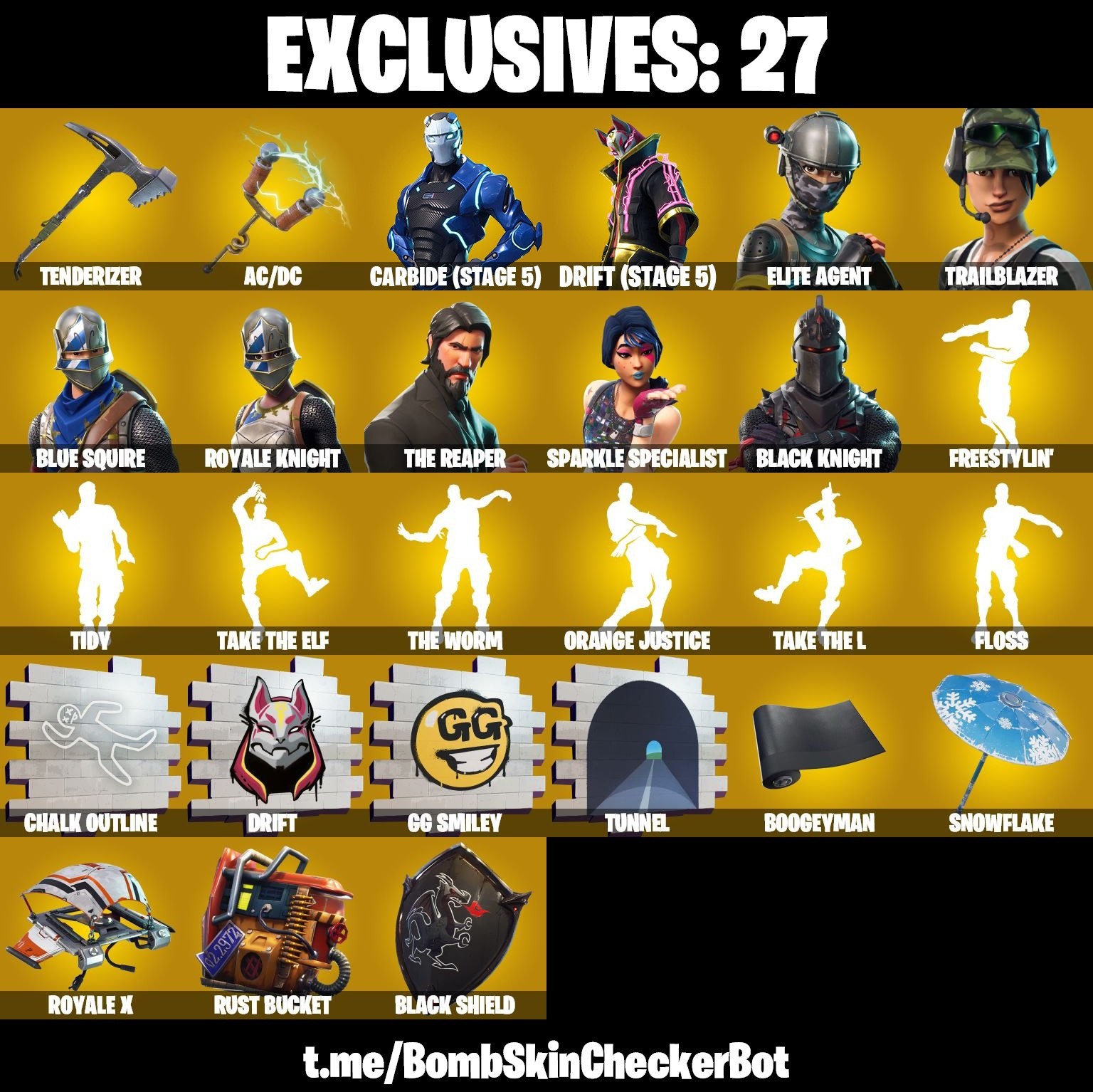 Fortnite Account ( PLAYSTATION / XBOX / PC / MOBILE / NINTENDO ) (Black Knight, The Reaper, Trailblazer, Tidy, Floss, Freestylin’, Take The L, Royale Knights, Blacks Shield, Lil BIack, Blue Knight) (56 Skins)