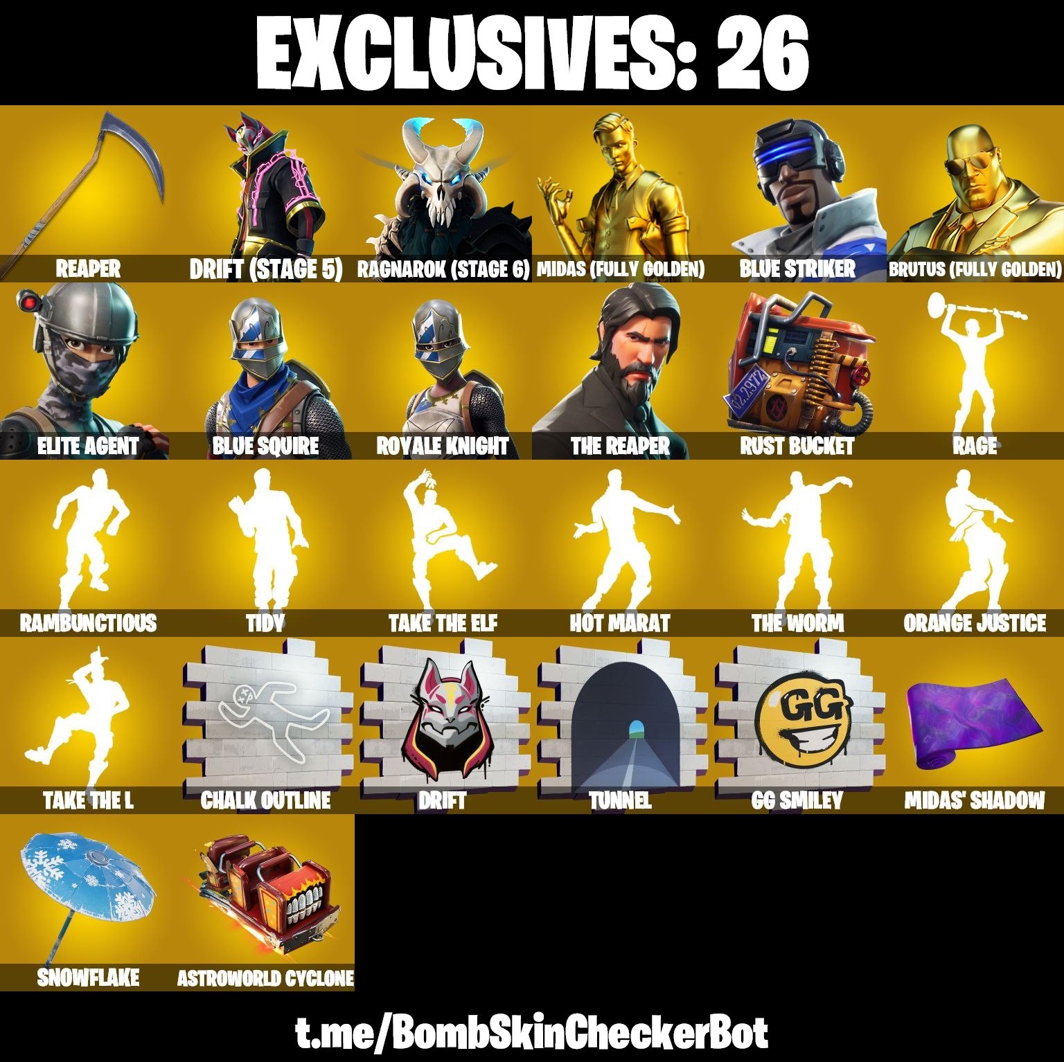 Fortnite Account ( PLAYSTATION / XBOX / PC / MOBILE / NINTENDO ) (Blue Squire, The Reaper, Take The L, Rambunctious, Tidy, Blue Squires Shield, BIue Striker) (118 Skins)