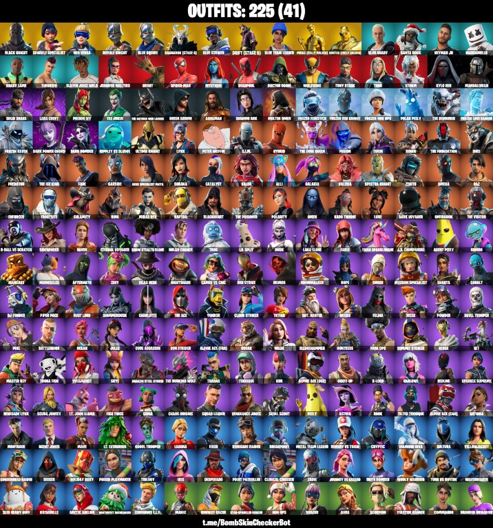 Fortnite Account ( PLAYSTATION / XBOX / PC / MOBILE / NINTENDO ) (Black Knight, The Reaper, Neo Versa, Lara Croft, Royale Knight, Blacks Shield, Blue Knights, Lil BIack) (225 Skins)