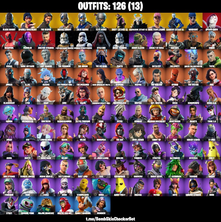 Fortnite Account ( PLAYSTATION / XBOX / PC / MOBILE / NINTENDO ) (Black Knight, The Reaper, Take The L, Floss, Mako, Royale Knights, Blacks Shield, Lil BIack, Blue Knight) (126 Skins)