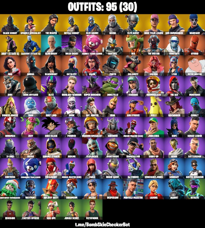 Fortnite Account ( PLAYSTATION / XBOX / PC / MOBILE / NINTENDO ) (Black Knight, The Reaper, Havoc, OG STW, Floss, Take The L, Royale Knights, Blacks Shield, Lil BIack, Blue Knight) (95 Skins)
