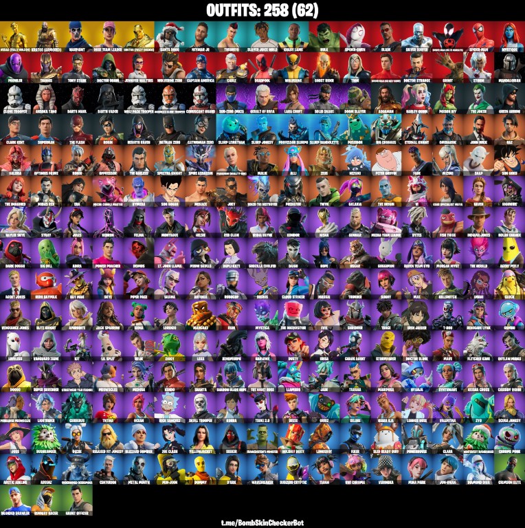 Fortnite Account ( PLAYSTATION / XBOX / PC / MOBILE / NINTENDO ) (Golden Kratos, OG STW, Lara Croft, Galaxia, Harley Quinn, Red Claw, Clara, Zoe Clash, Yellowjacket) (258 Skins)