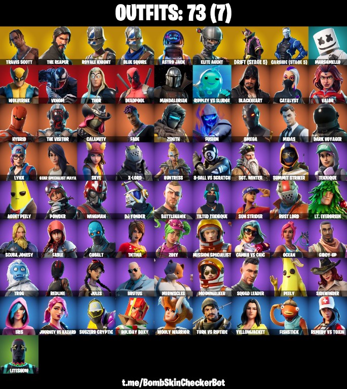 Fortnite Account ( PLAYSTATION / XBOX / PC / MOBILE / NINTENDO ) Travis Scott, Blue Squire, The Reaper, Tidy (73 Skins)