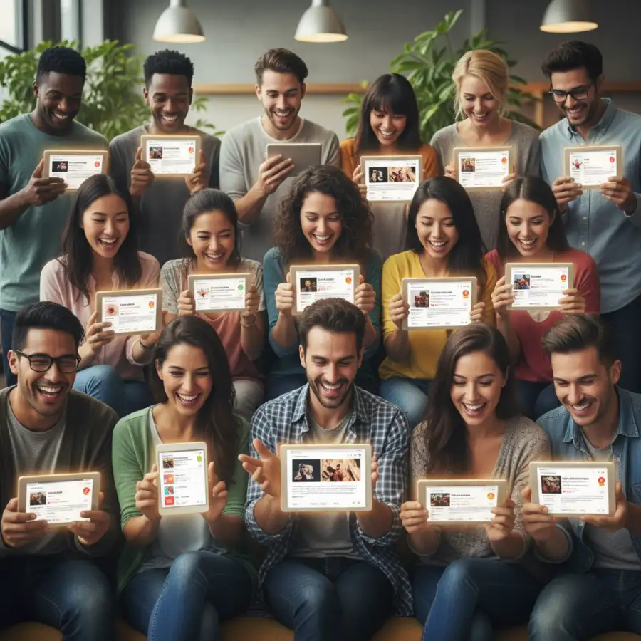 رجل يقرأ مدونة على جهاز لوحي