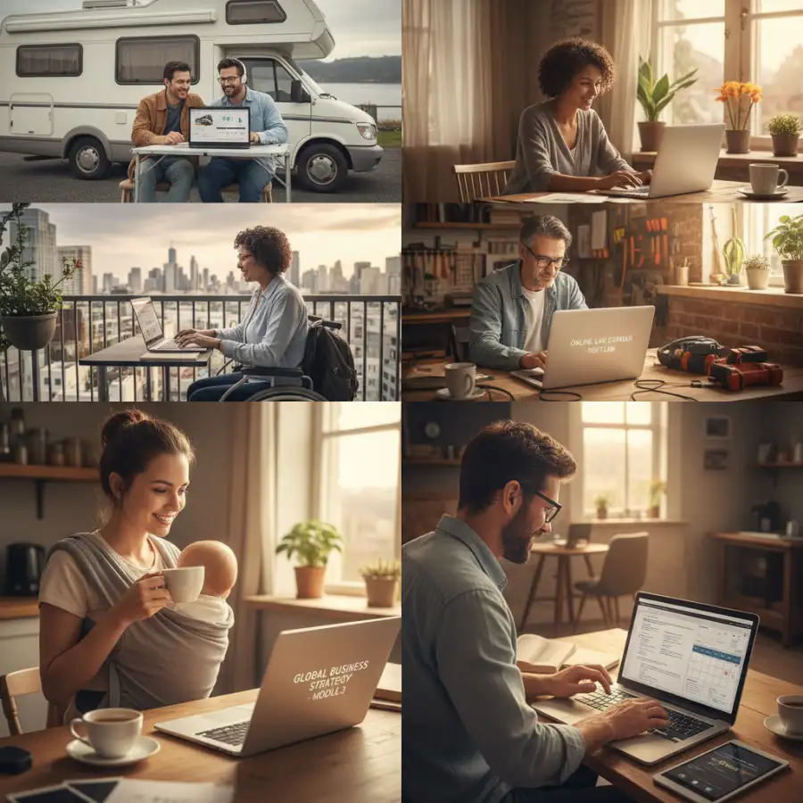 An open laptop displaying an online college course