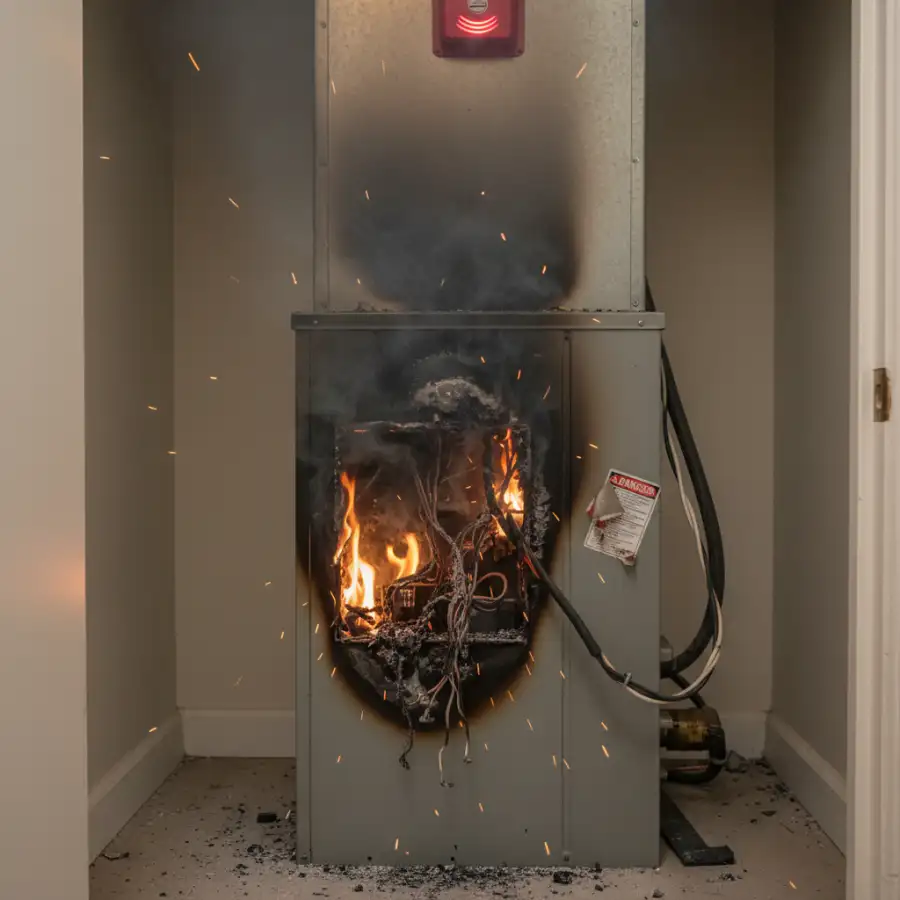 HVAC system with visible wiring