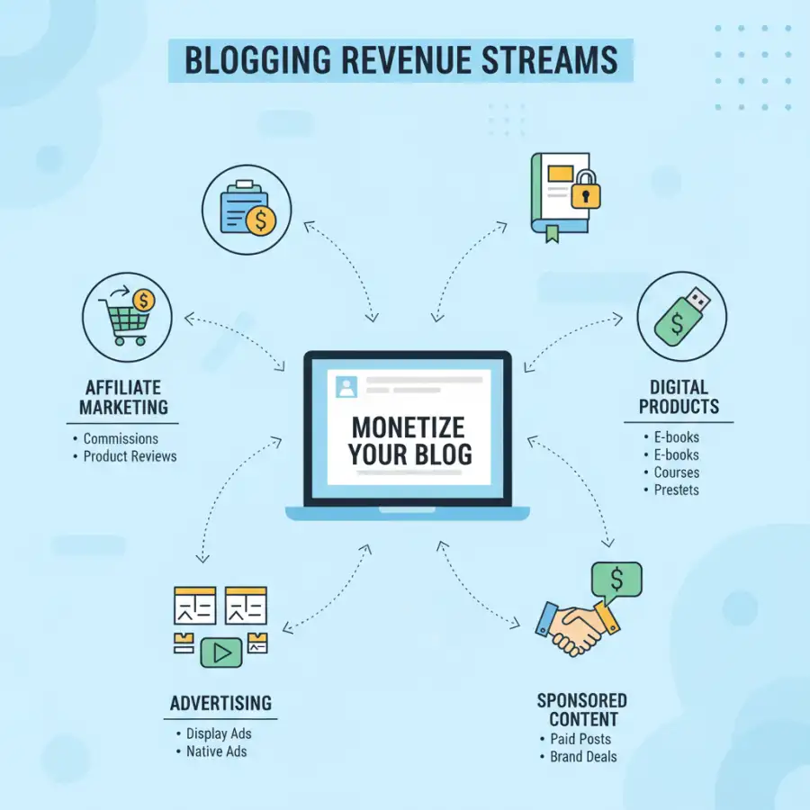 شخص يجلس أمام جهاز كمبيوتر محمول ويكتب مقالًا مدونة