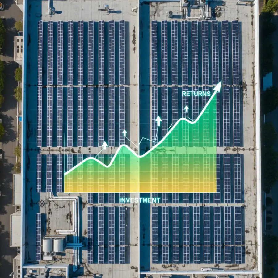Commercial Solar Loan Requirements: Solar panels on a commercial building