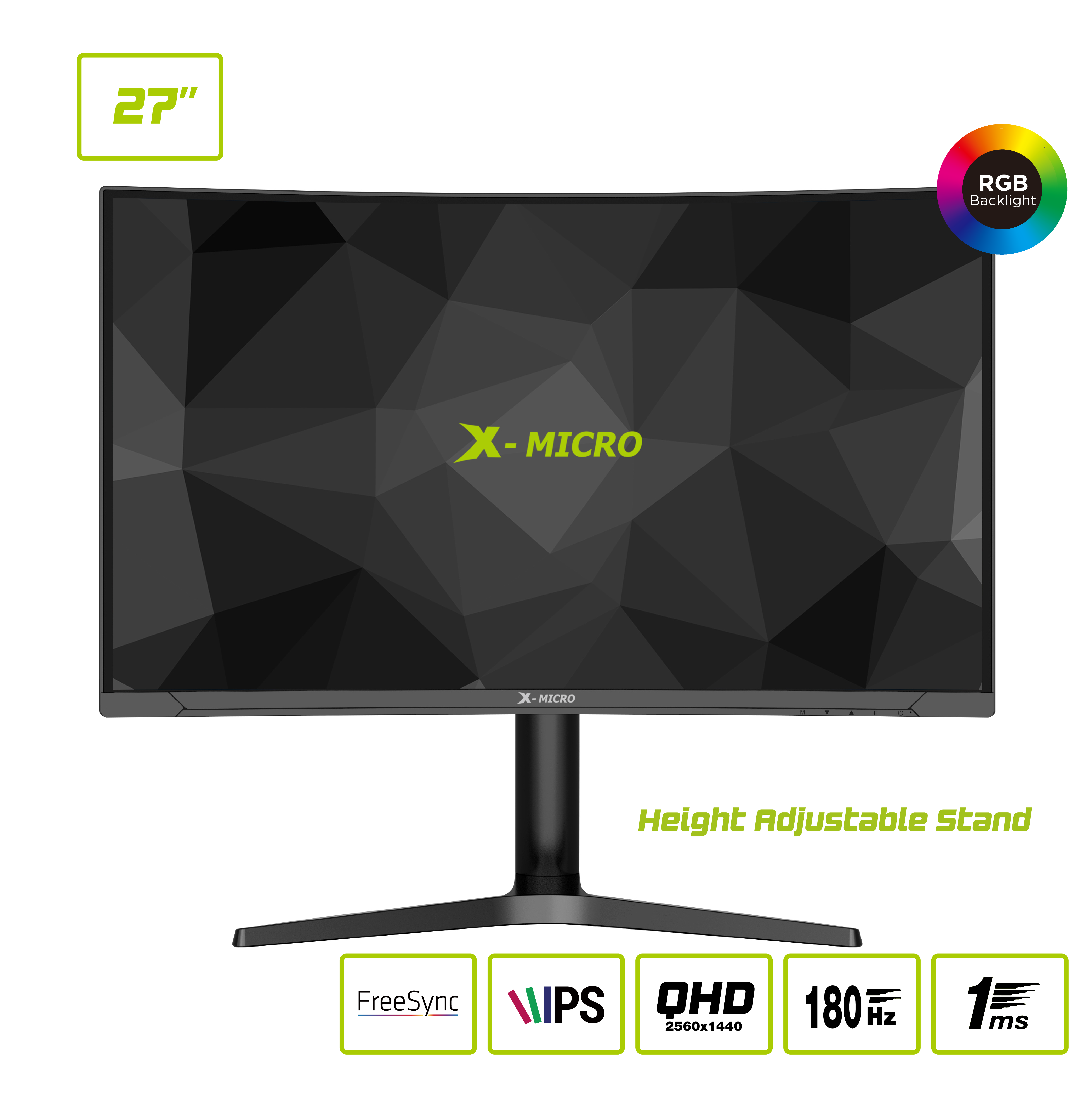 Copious X27C-RGB272A - Monitor 27" QHD Curvo 180Hz RGB