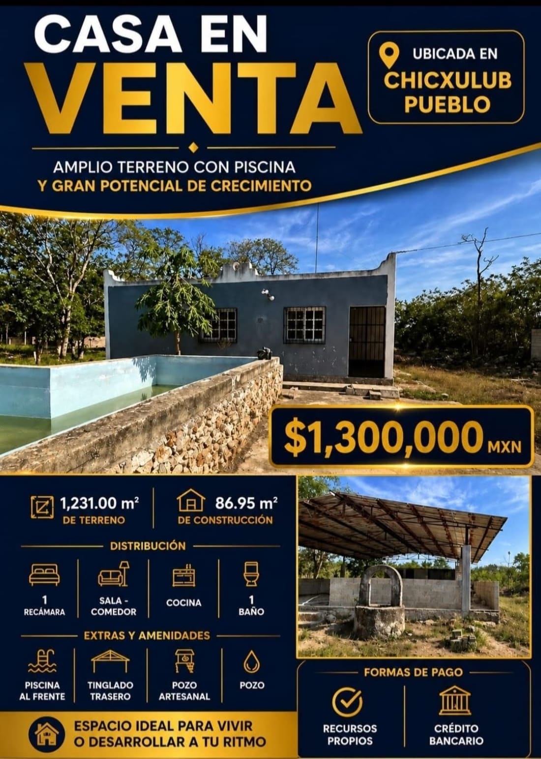 CASA EN VENTA - amplia casa en Chicxulub Pueblo