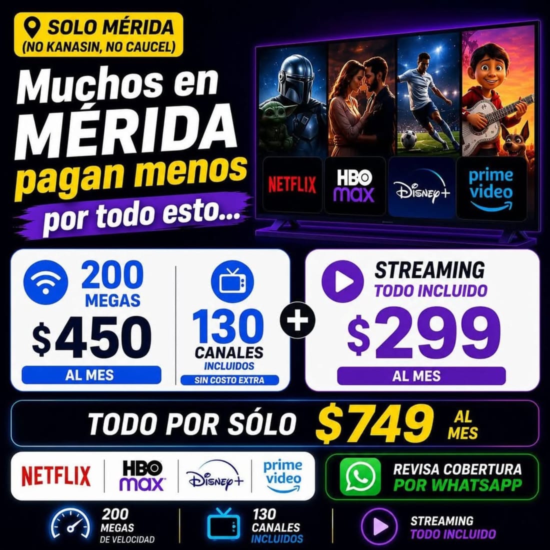 Internet + tv + streaming - Servicios en Mérida