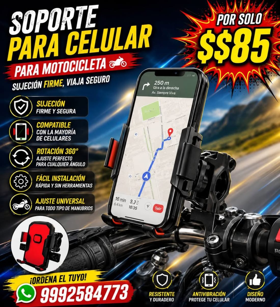 Soporte para Celular para Motocicleta - Almendros 3 Caucel