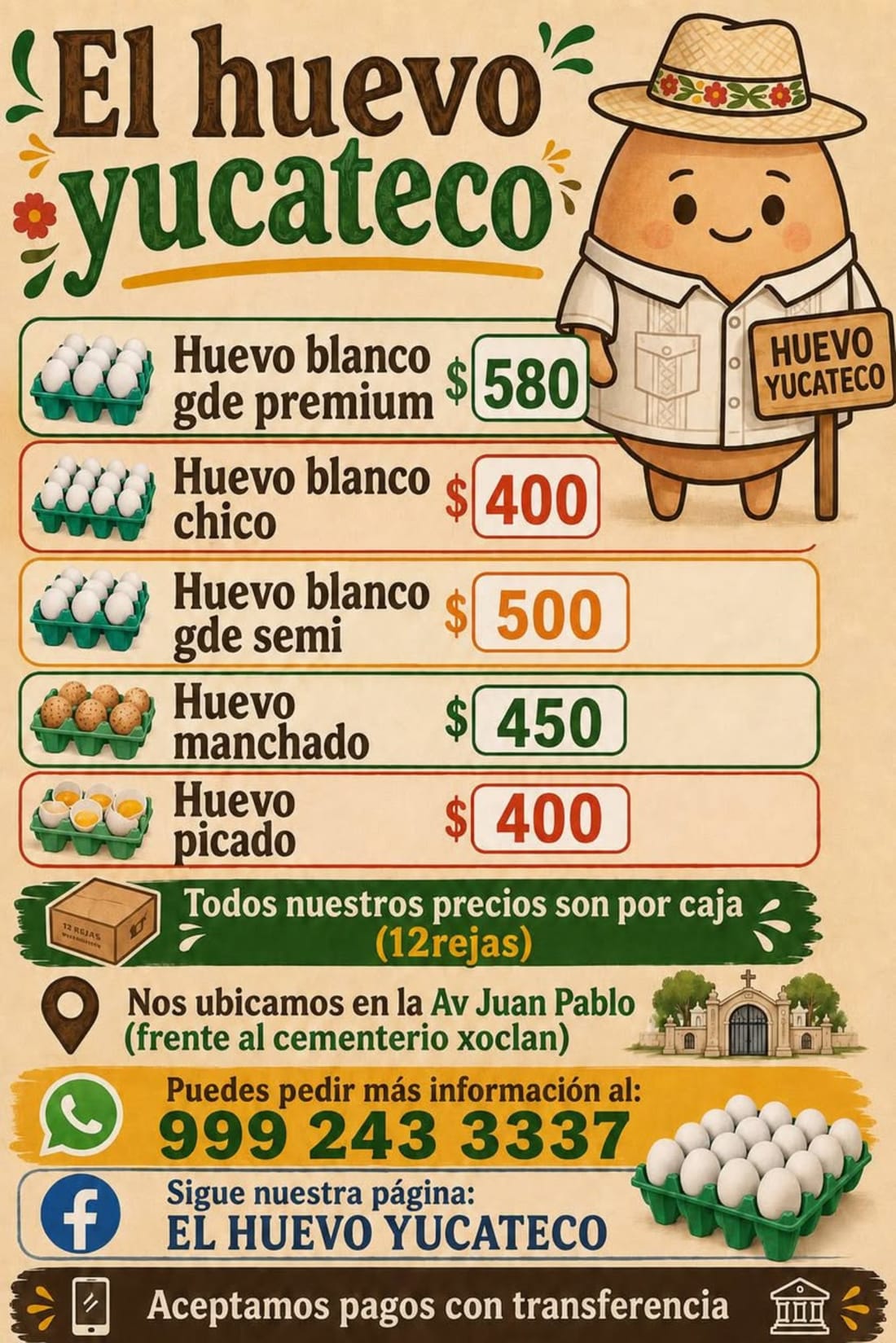 El Huevo Yucateco - Huevo blanco fresco