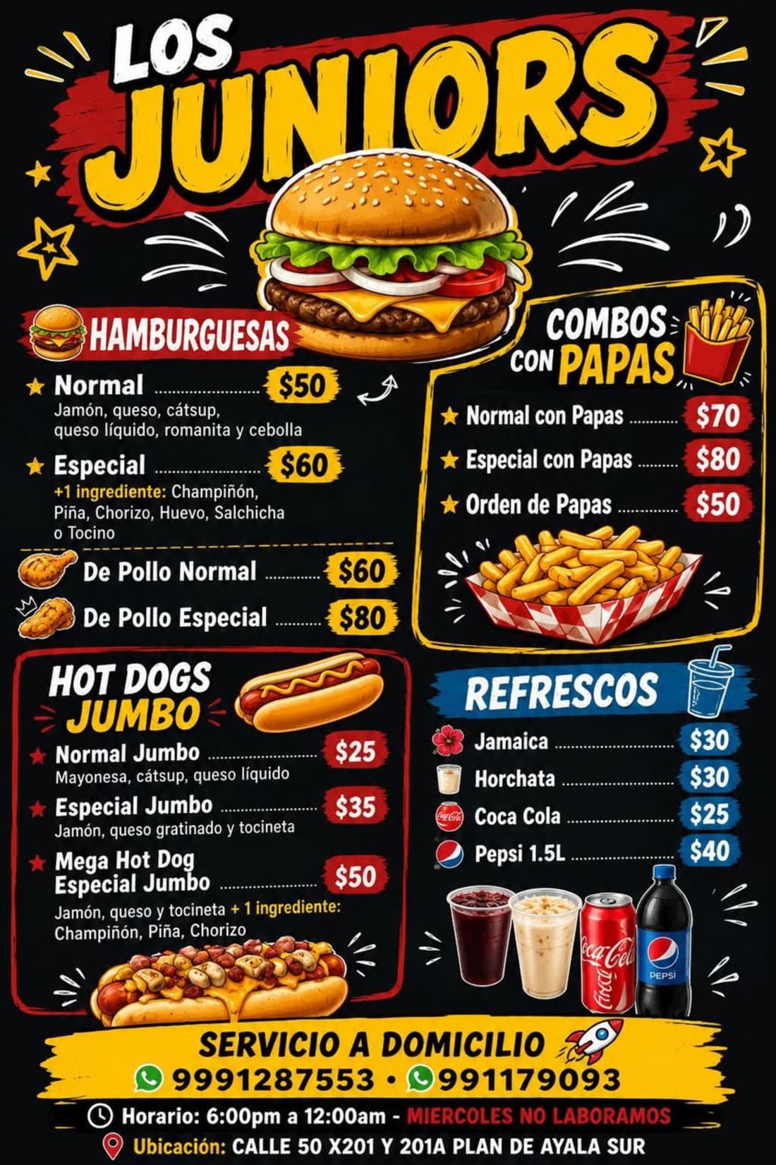Taquería Los Jrs - Hamburguesas, hot dogs y más