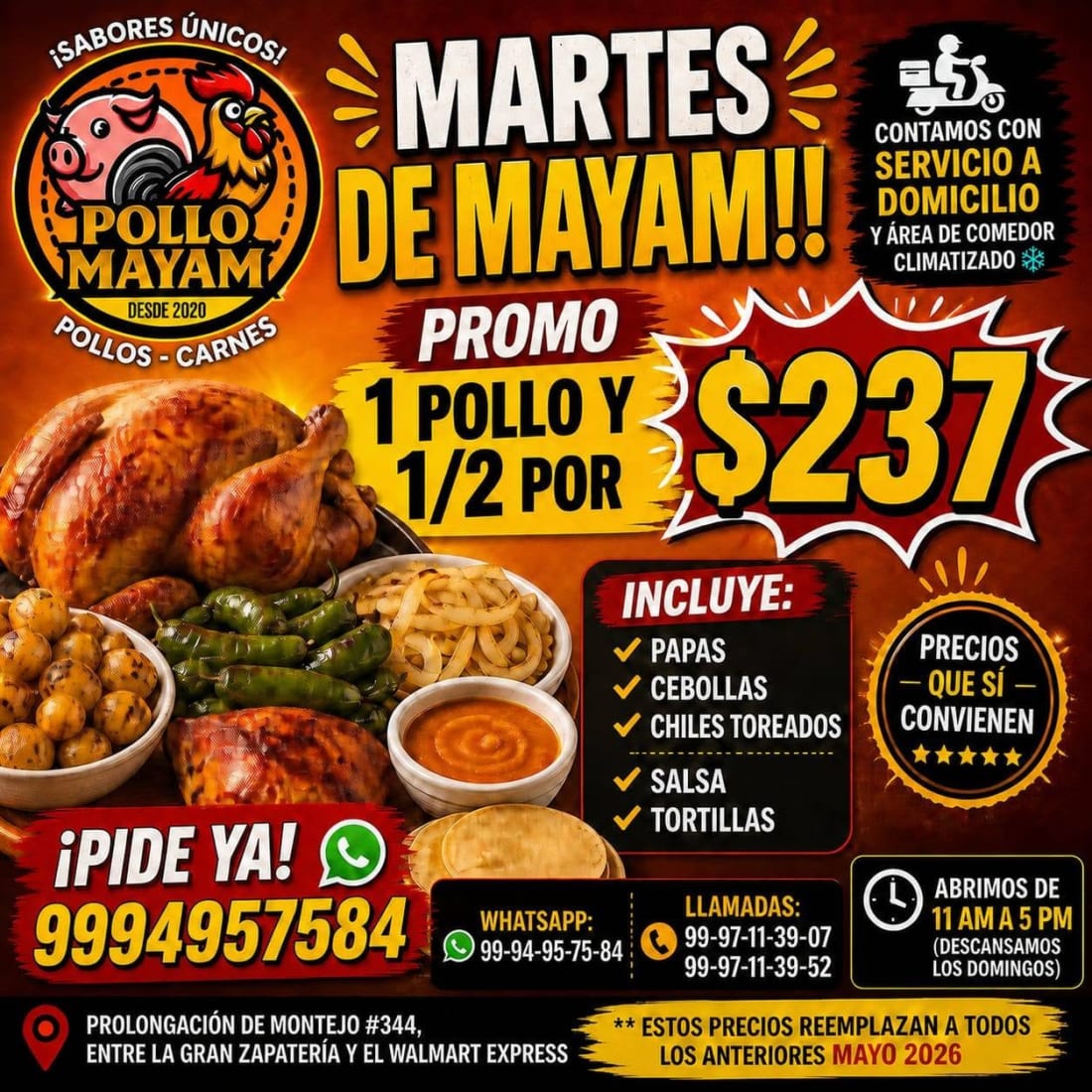 Mayam Rosticerías - Martes de 1 Pollo y Medio