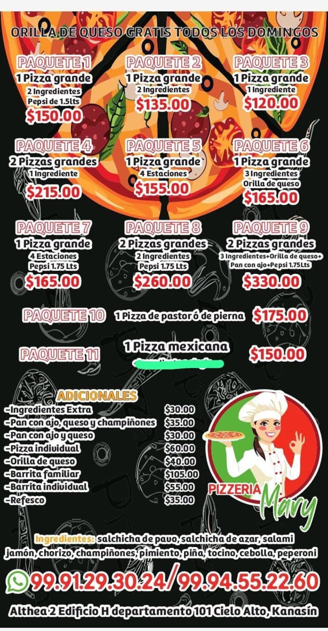 Pizzas Mary - Promoción de martes