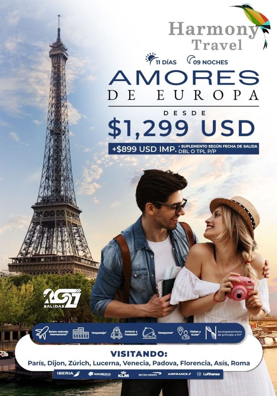 Harmony Travel - Paquete Amores de Europa 2027