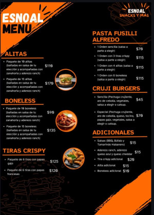 Esnoal Snacks y Algo Más - Boneless y Alitas