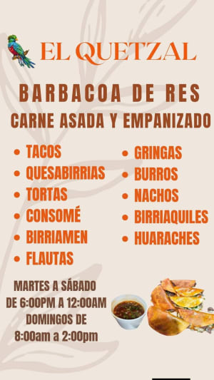 Barbacoa de Res "El Quetzal" - Tacos y Birria