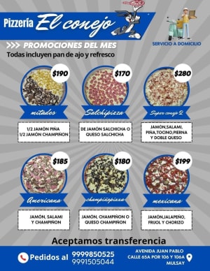 Pizzería El Conejo - Pizzas tradicionales desde 1988