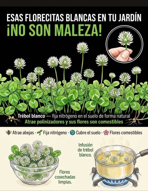 El trébol blanco que arrancas de tu jardín está fertilizando la tierra de forma gratuita