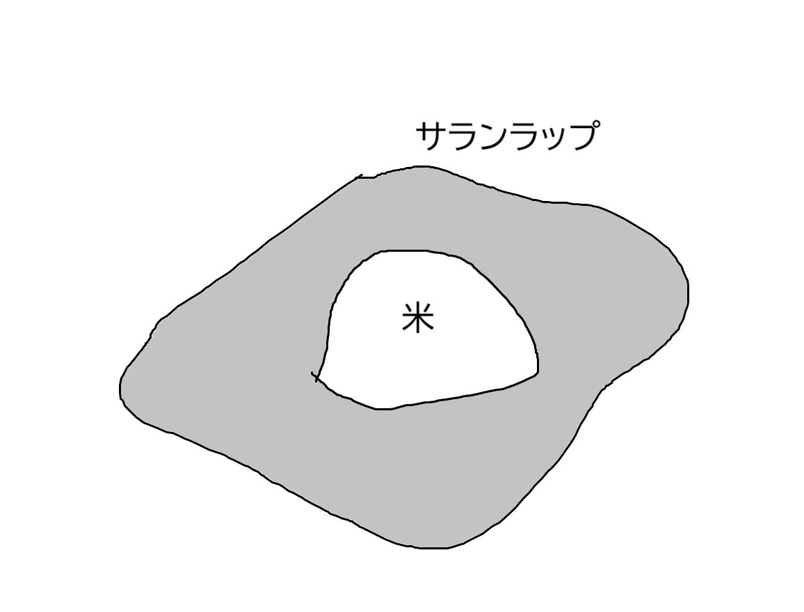 ラップの上に米が乗っている絵