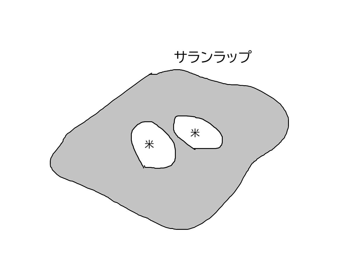 ラップの上に米が乗っている絵