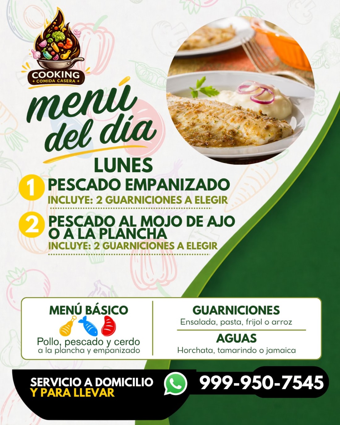 Imagen de Cooking Mérida, Pollo, Puerco y Pescado con Dos Guarniciones