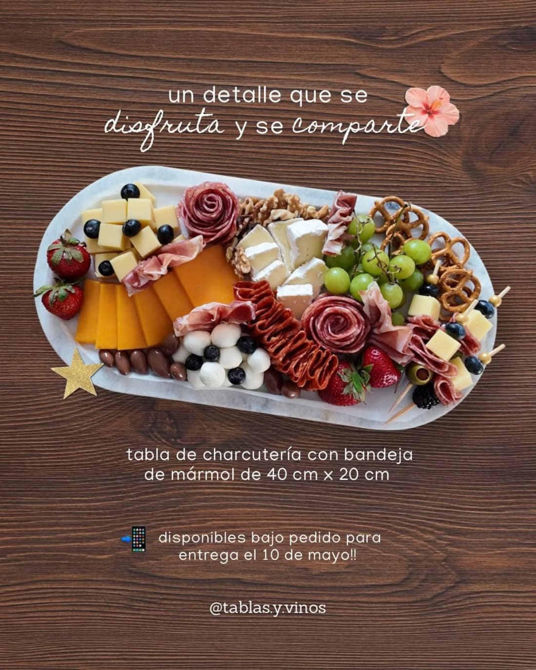 Imagen de Tabla de Charcutería con Base de Mármol, Pedido para el 10 de Mayo