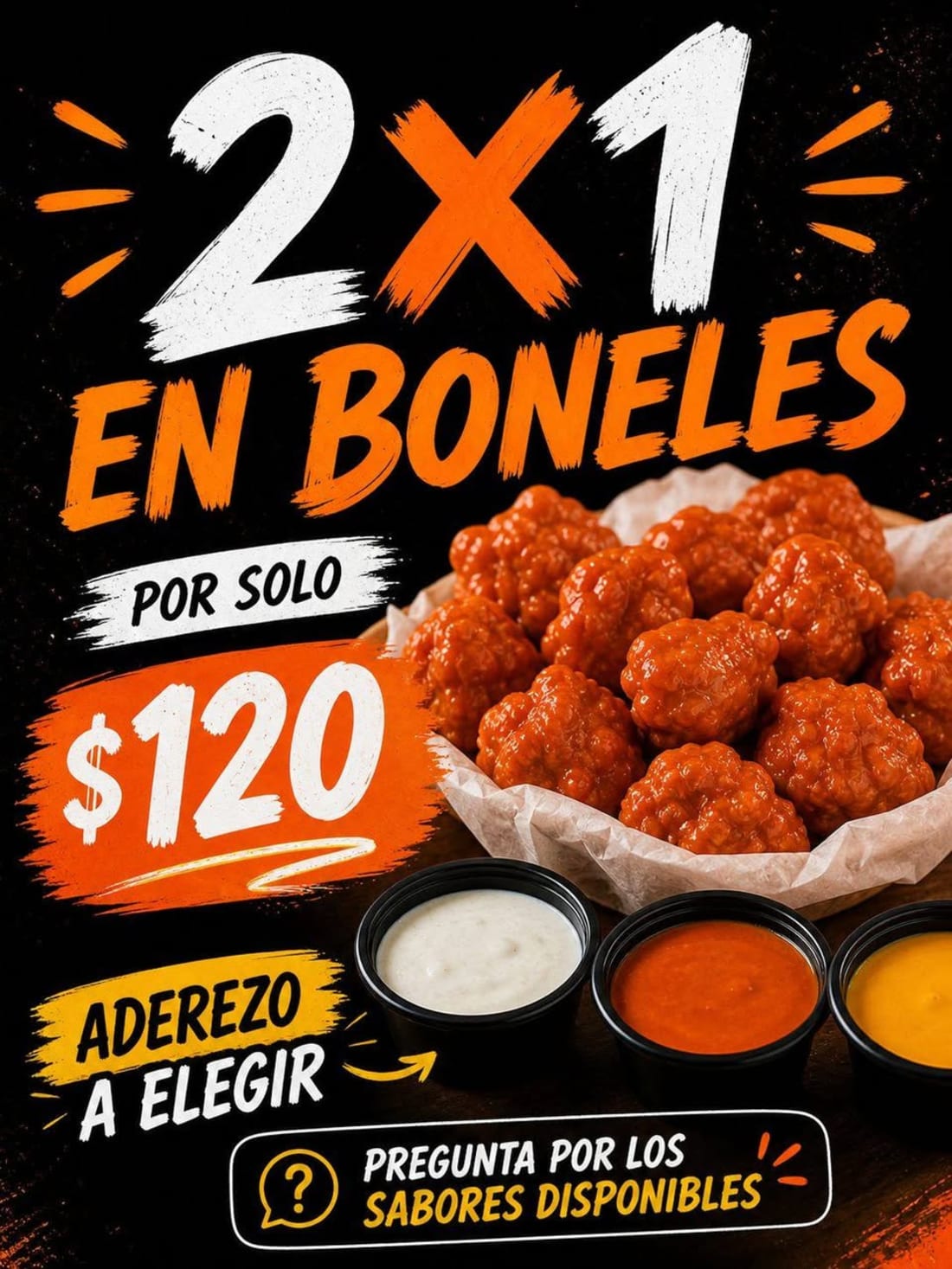Foto 1 de 5, Imagen de 2x1 en Boneless - Hamburguesas y Pastas en Carrito