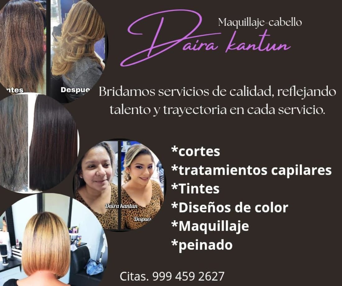 Salon de belleza y peluqueria con servicios de corte y maquillaje.