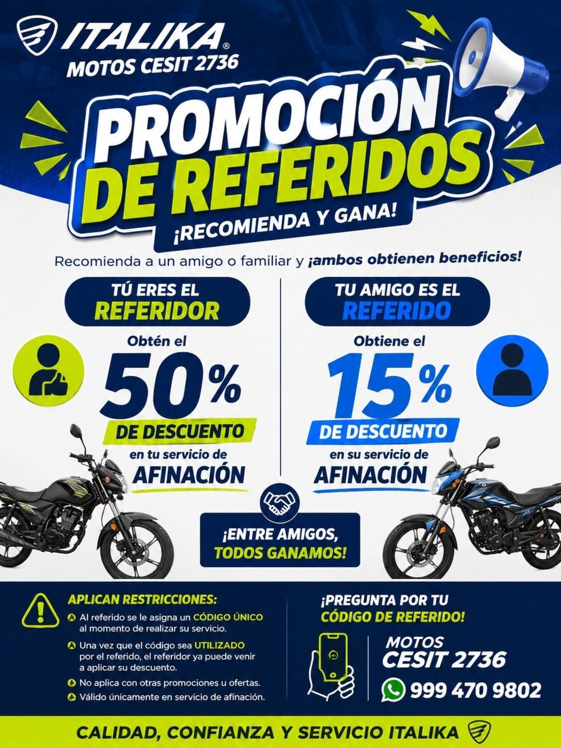 Servicio de afinación con referidos