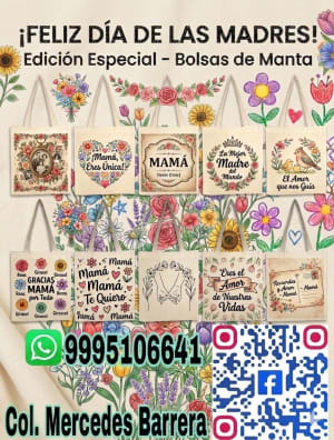 Bolsas Totebag de manta personalizadas para Día de la Madre