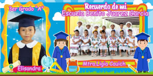 Fotografía panorámica de graduación (6x12) con marco y foto individual (6x8)