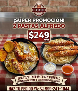 Food Burger - Promoción Pastas Alfredo