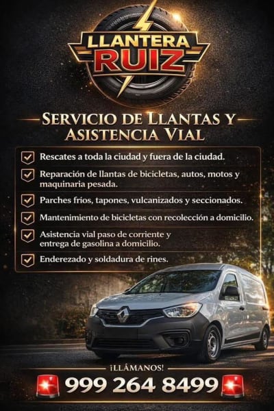 Llantera Ruiz, Servicio de llantas a domicilio en Mérida — Francisco de Montejo