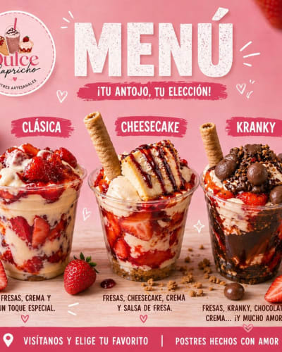 Dulce Capricho - Fresas con crema, crepas y frappés — Caucel