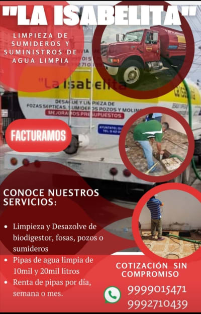La Isabelita, Limpieza de sumideros y renta de pipas de agua — Cholul