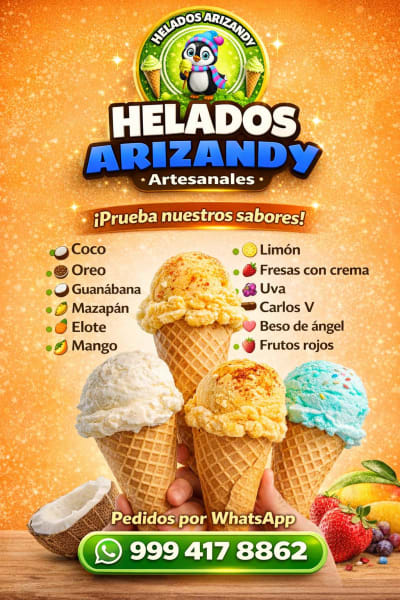 Helados Arizandy: helados artesanales con sabores exóticos y entrega a domicilio — Caucel