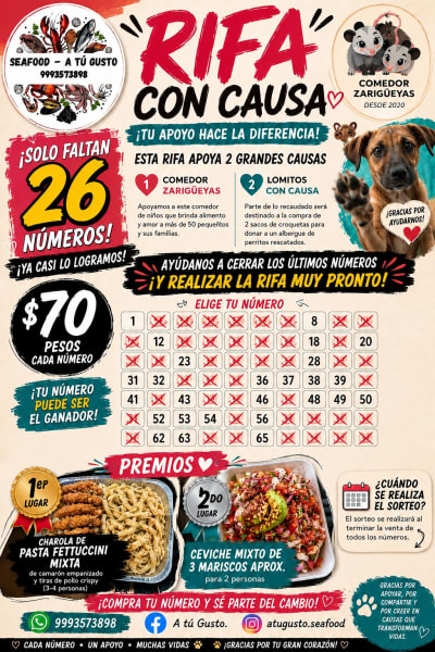 Rifa con causa comida marina — Caucel