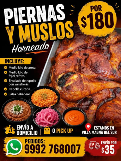 Pollo horneado con acompañamientos — Emiliano Zapata Sur